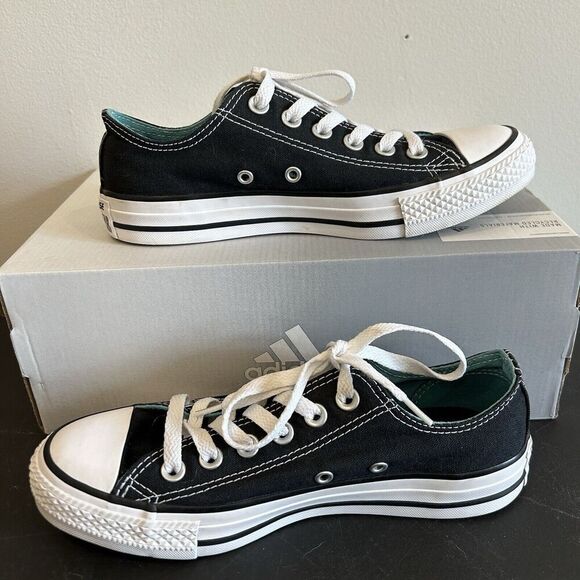 Converse All Star Low Double Tongue Black Teal Sneakers Size 6.5 EUC 553442F - Picture 2 of 8